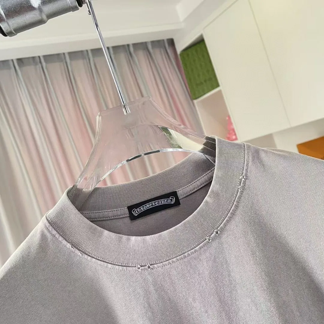 🅿️190 ch Crow* 2025 summer new style, washed, faded, worn, Sanskrit cross print, short-sleeved T-shirt, customized fabric 320g, same style for men and women, size: S M L XL XXL five sizes, color: black, gray, gradient black, gradient red